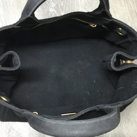 Prada Black Canvas Logo Tote