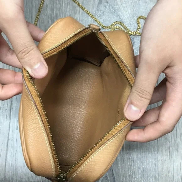 Hermes Tan Crossbody Bag with Gold Chain